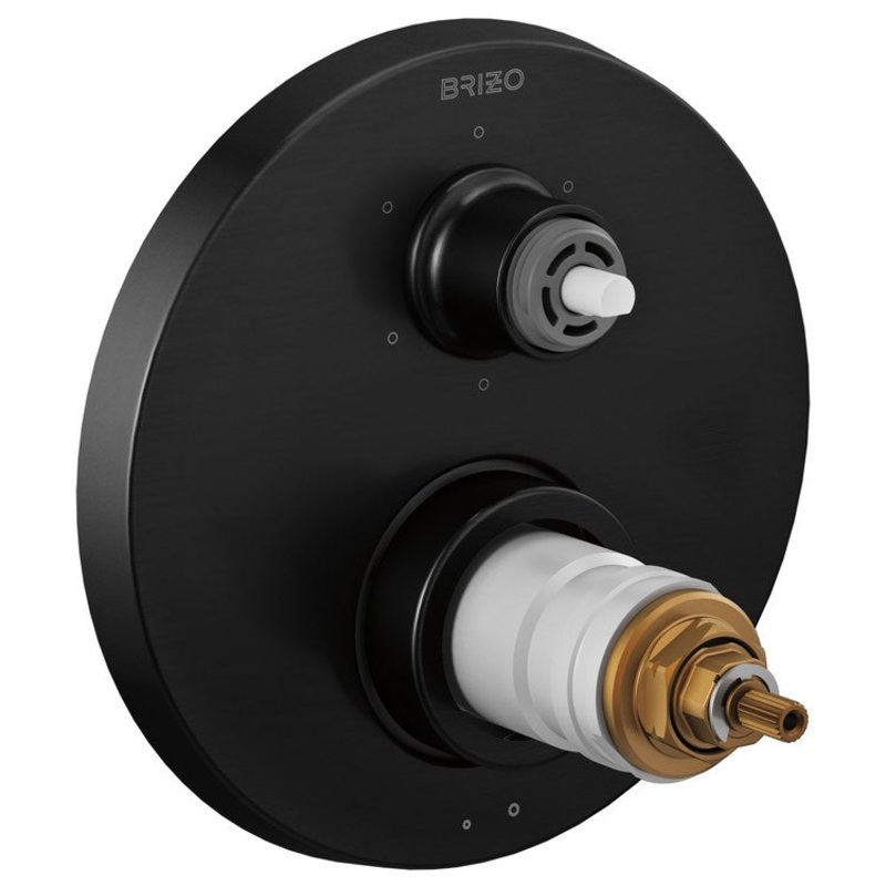 Thermostatic Trim Litze TempAssure with 6 Function Diverter Less Handle Matte Black 6-1/2 Inch ADA