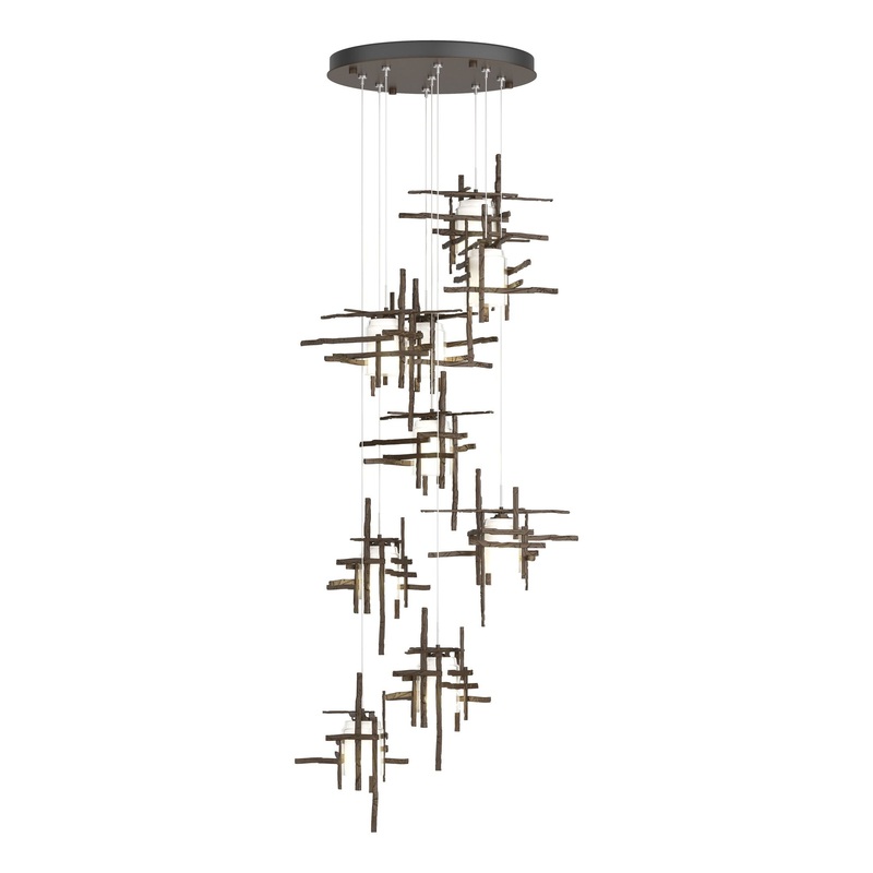 Tura 9-Light Frosted Glass Pendant Bronze