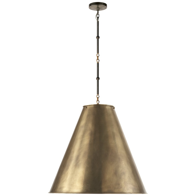 Two Light Pendant from the Goodman Collection in Bronze With Antique Brass Finish by Visual Comfort Signature