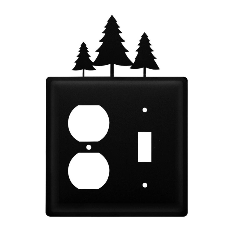 Village Wrought Iron EOS-20 Double Pine Trees Single Outlet and Switch Cover
