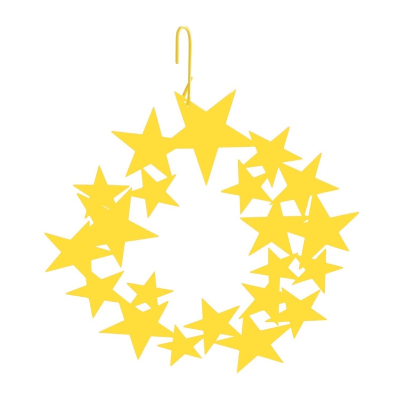 Village Wrought Iron HOS-45Y Star Wreath Decorative Hanging Silhouette Yellow Color