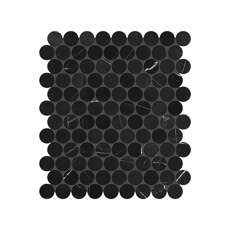 1.25″ Galaxia Nero Penny Round Polished Marble Mosaic 1 Sheet = .99 Sqft