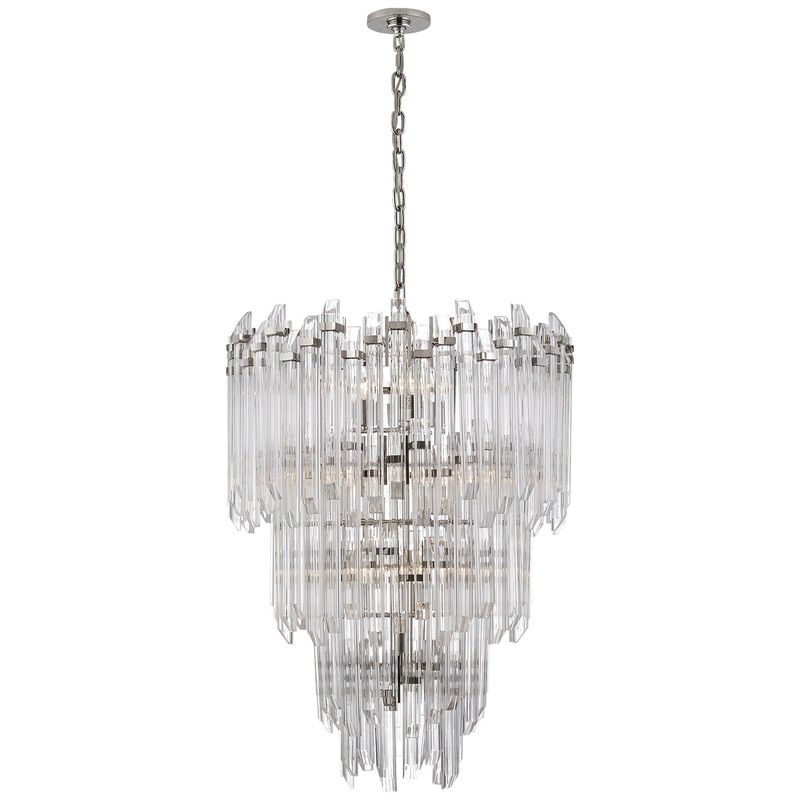 12 Light Chandelier from the Adele Collection in Polished Nickel With Clear Acrylic Finish by Visual Comfort Signature