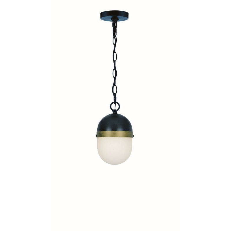 Crystorama CAP-8506-MK-TG Capsule Three Light Outdoor Pendant Matte Black / Textured Gold