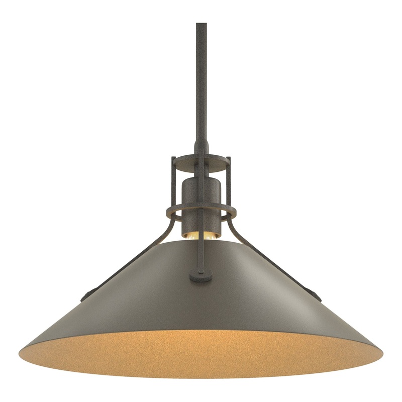 Henry Medium Steel Shade Pendant Natural Iron Dark Smoke
