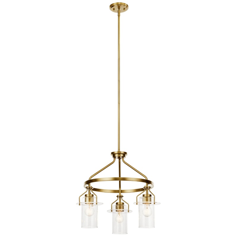 Kichler 52377NBR Three Light Chandelier, Brushed Brass