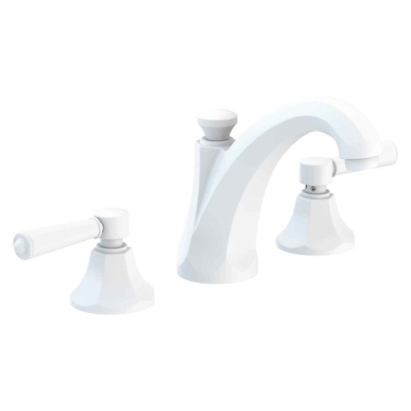 Lavatory Faucet Metropole Widespread 8 to 20 Inch Spread 2 Lever ADA WaterSense Matte White 1.2 Gallons Per Minute Brass Pop Up Spout Reach 5-4/5 Inch