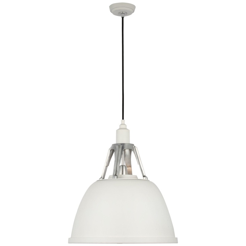 LED Pendant from the Gunner Collection in White And Polished Aluminum Finish by Visual Comfort Signature