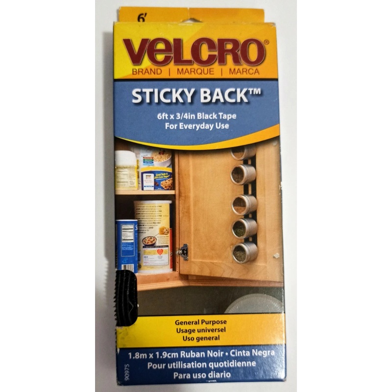 Velcro Sticky Back 6ft x 3/4in Black Tape For Everyday Use