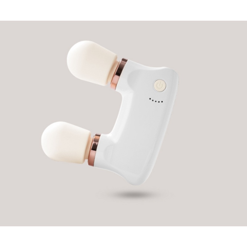 White Portable Dual Head Mini Massager – 5 Modes, Quiet Operation, USB-C Rechargeable