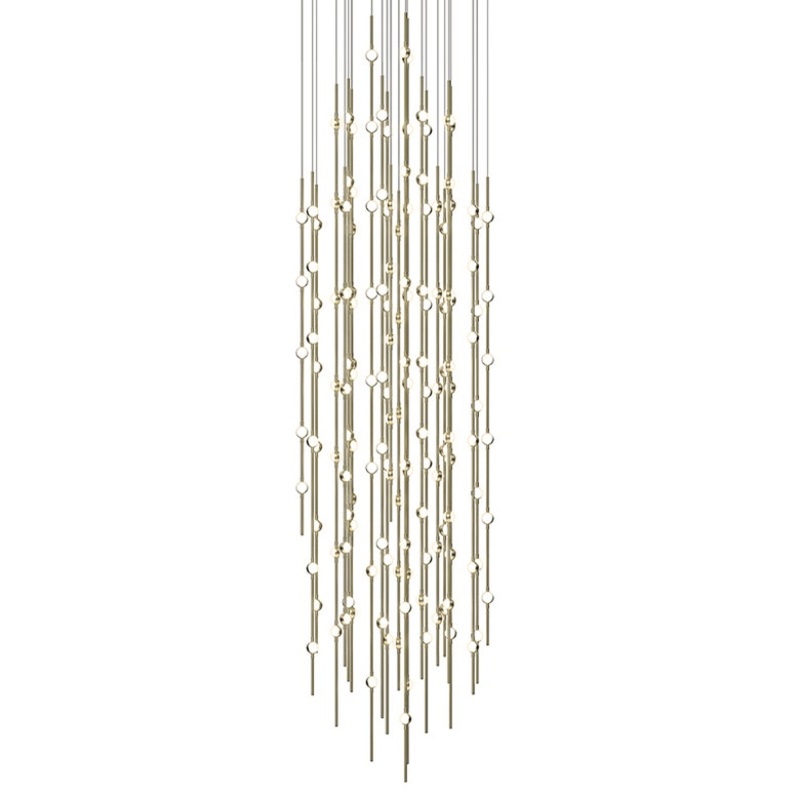Constellation Andromeda 25″ Round LED Pendant Satin Brass with White Optical Acrylic 3000K 20′ Adjustable Cord