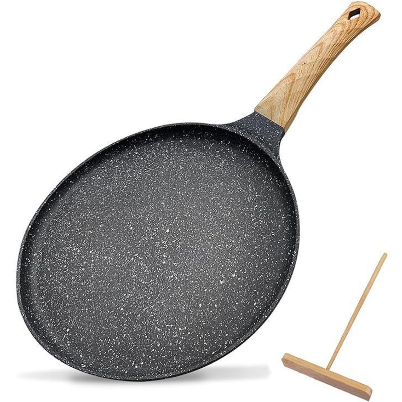 Grey 28cm Non-Stick Crepe Pan – Versatile Flat Skillet for Pancakes, Omelettes & Tortillas