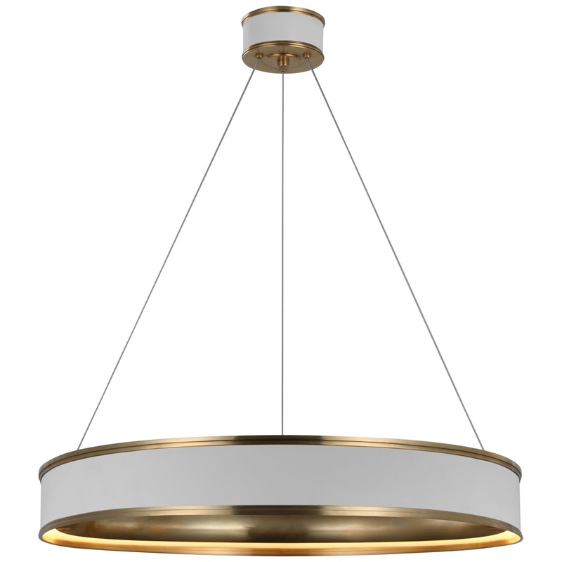 LED Chandelier from the Connery Collection in Matte White And Antique-Burnished Brass Finish by Visual Comfort Signature