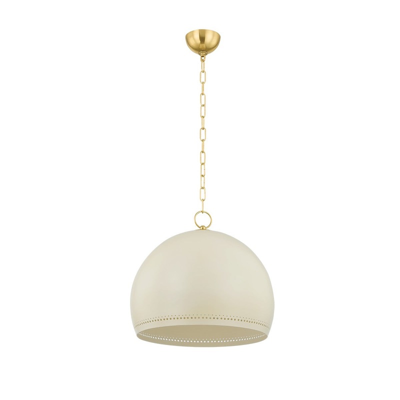 One Light Pendant from the Etna Collection in Aged Brass/Soft Cream Finish by Mitzi