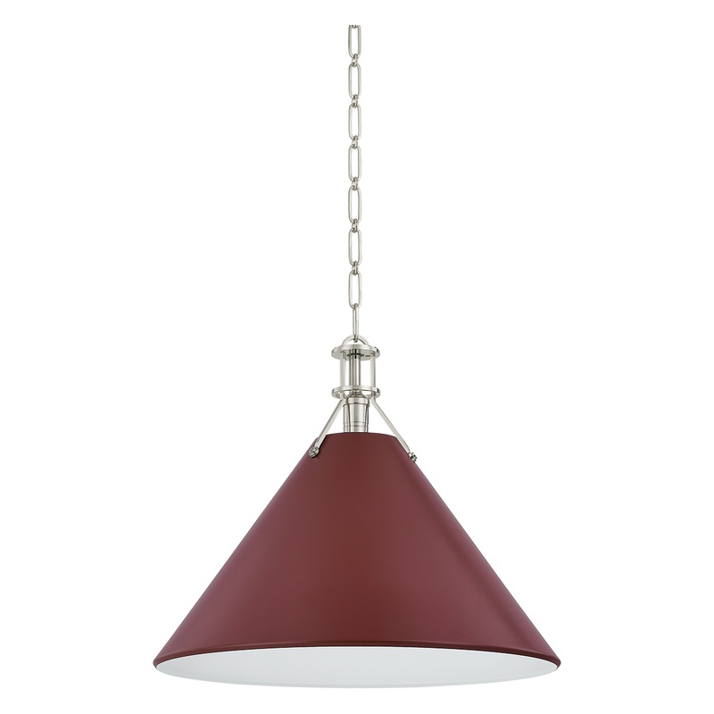 Painted No.2 1-Light Pendant Polished Nickel/Soft Crimson