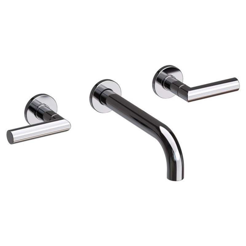 Pavani Two Handle Wall-Mount Bathroom Faucet – Midnight Chrome