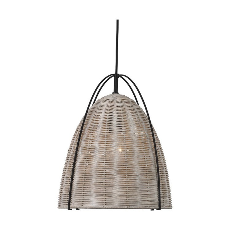 Pendant Norman Medium 1 Lamp Black/Ash Rattan