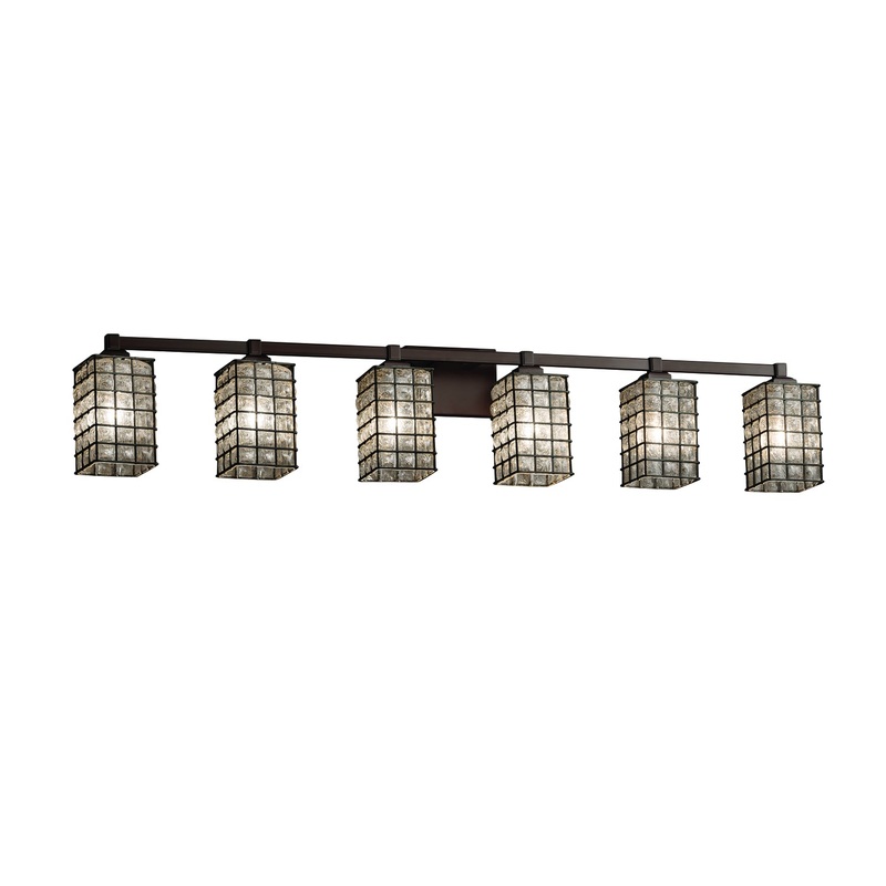Six Light Bath Bar from the Wire Glass Collection in Dark Bronze Finish by Justice Designs