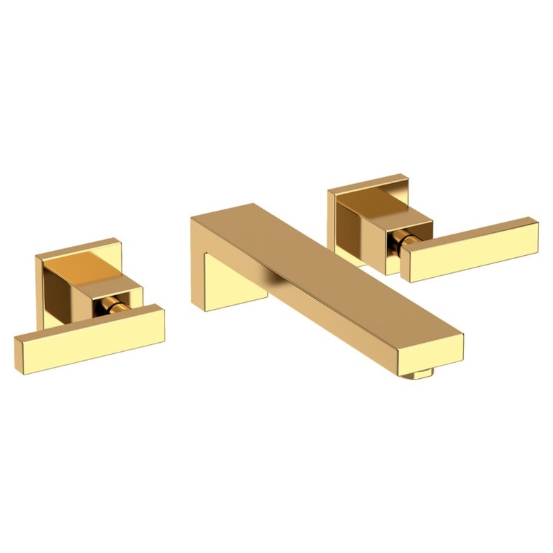 Skylar Two Handle Wall-Mount Bathroom Faucet – Polished Brass Uncoated