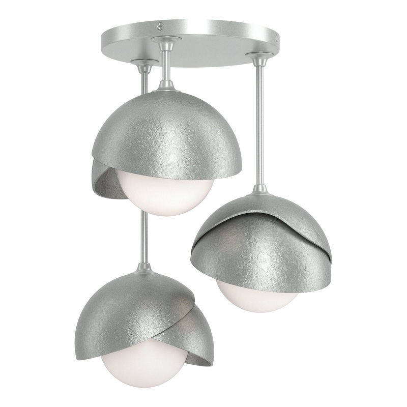 Brooklyn 3-Light Double Shade Semi-Flush Vintage Platinum Vintage Platinum