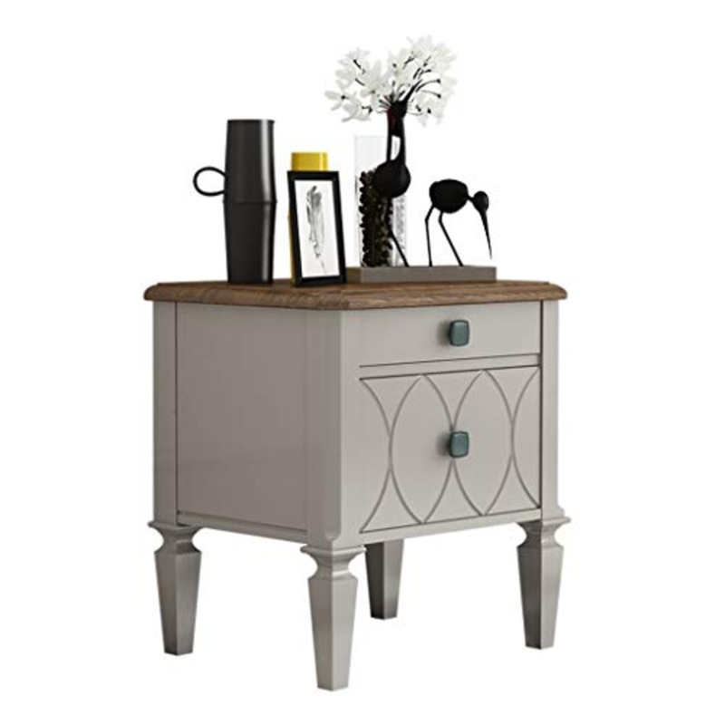 Comodini di Alta qualit in Legno massello Elegante Bagagli Comodino con 2 cassetti da Letto Soggiorno Mobili Comodino Comodini Letto (Color : Gray)