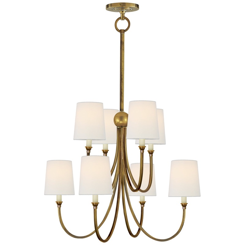 Eight Light Chandelier from the Reed Collection in Hand-Rubbed Antique Brass Finish by Visual Comfort Signature