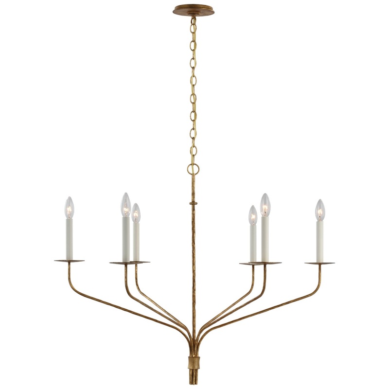 LED Chandelier from the Belfair Collection in Gilded Iron Finish by Visual Comfort Signature