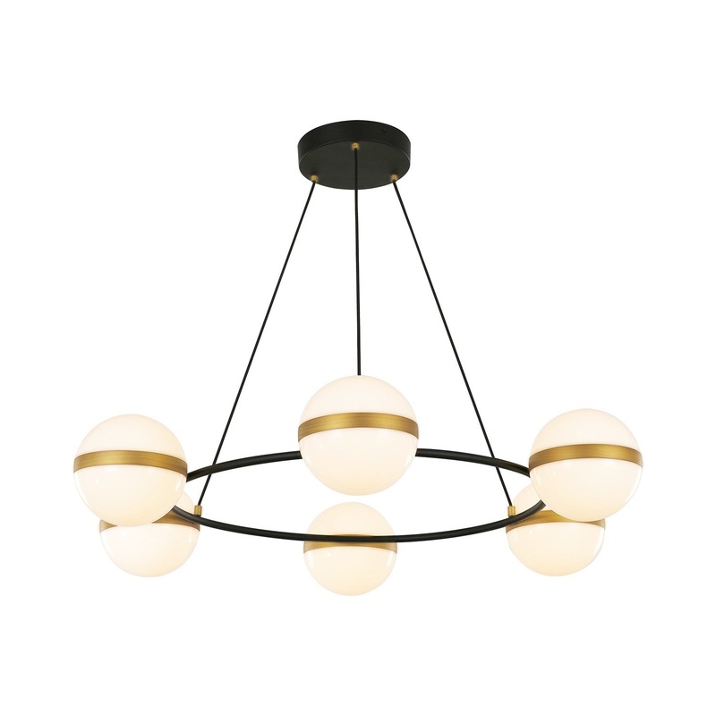 LED Chandelier from the Tagliato Collection in Matte Black/Brushed Gold Finish by Alora