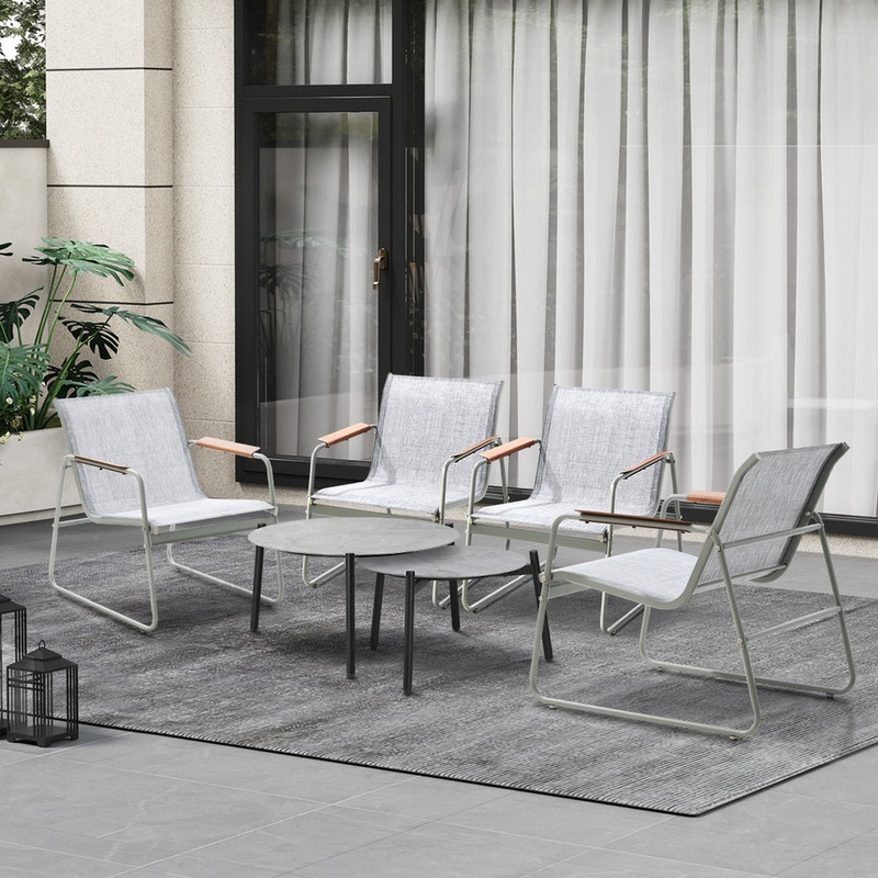 Livsip 6PCS Outdoor Patio Set 4x Chairs Coffee Table Set Textilene