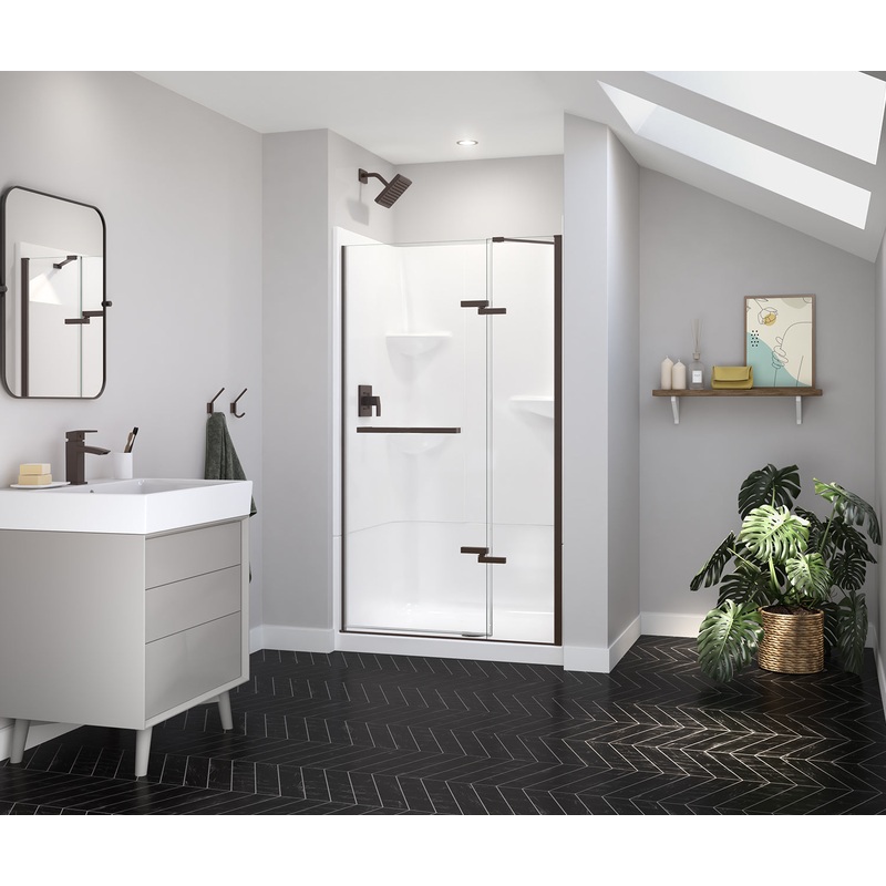 MAAX 139577-900-173-000 Reveal Sleek 71 41 -44  x 71  in. 8 mm Pivot Shower Door for Alcove Installation with Clear glass in Dark Bronze