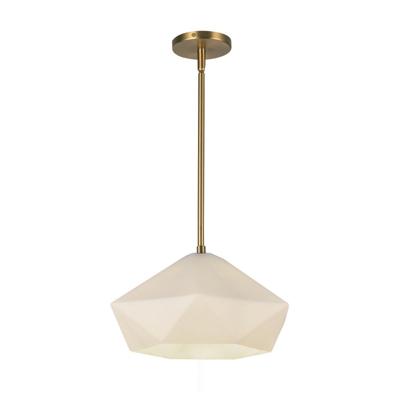 One Light Pendant from the Krysta Collection in Brushed Gold/Opal Glass Finish by Alora