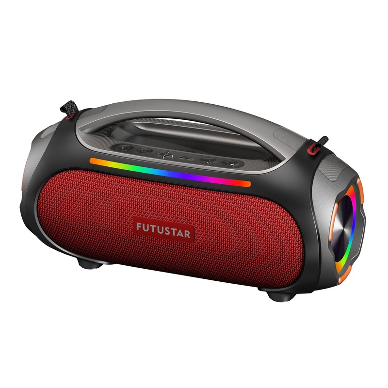Portable Bluetooth 5.3 Speaker – 60W Powerful Sound, RGB Lights, Multiple Inputs(Red)