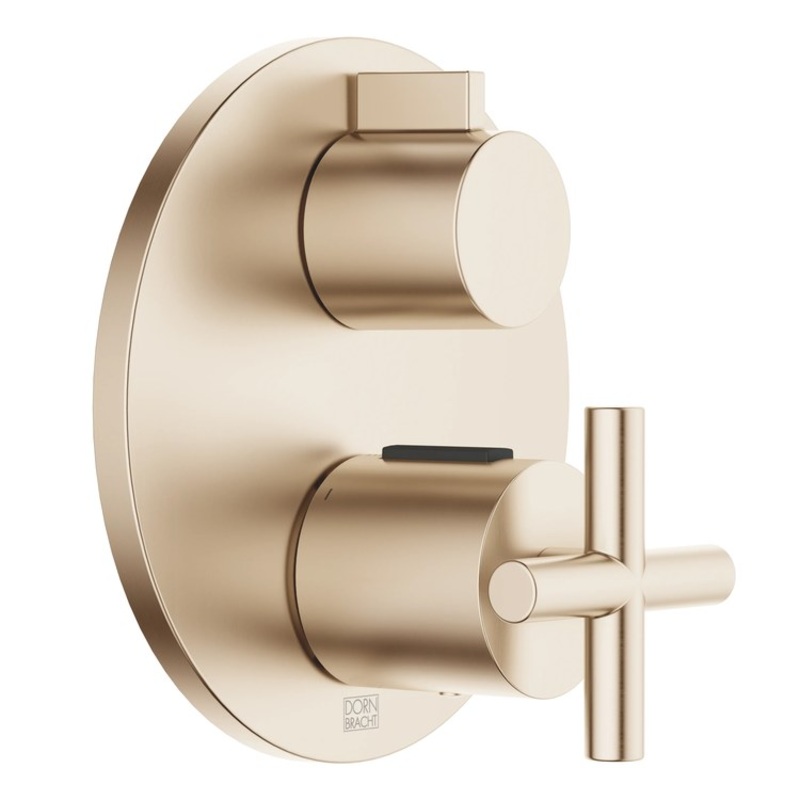 Thermostatic Trim TARA Concealed with 1 Way Volume Control 2 Cross/Knob Brushed Champagne ADA