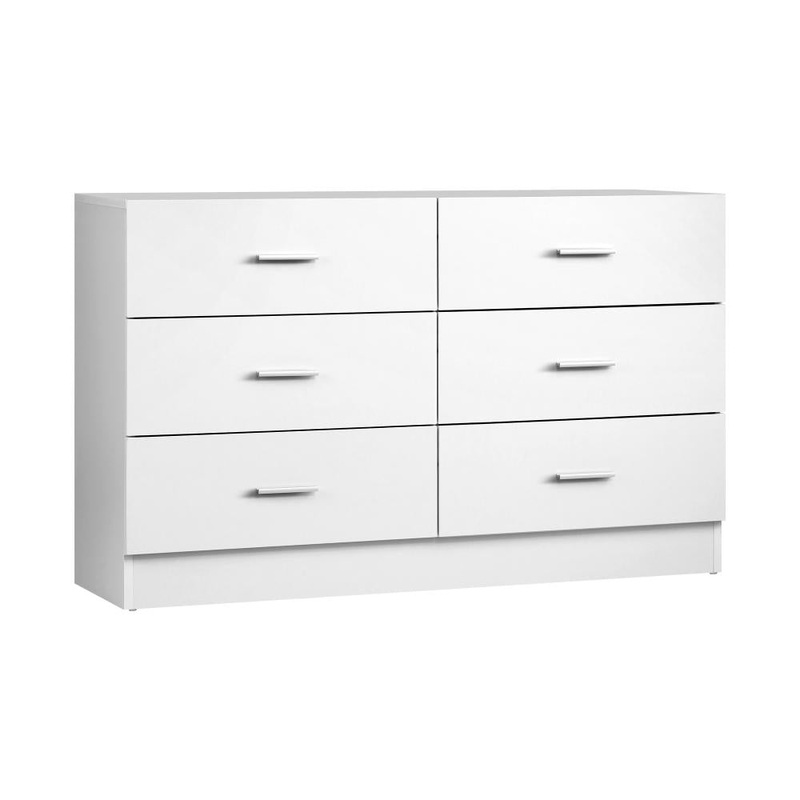 6 Chest of Drawers Aluminum Handles White