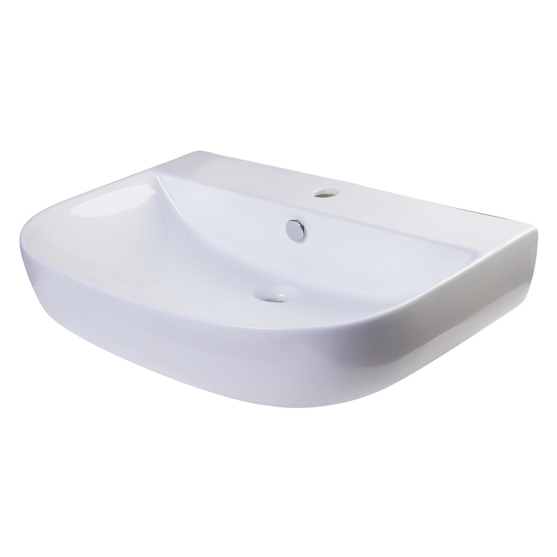 ALFI brand AB112  28″ White D-Bowl Porcelain Wall Mounted Bath Sink