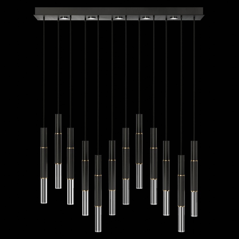 Antonia 61″W Rectangular Pendant Black/Brass/No Skin