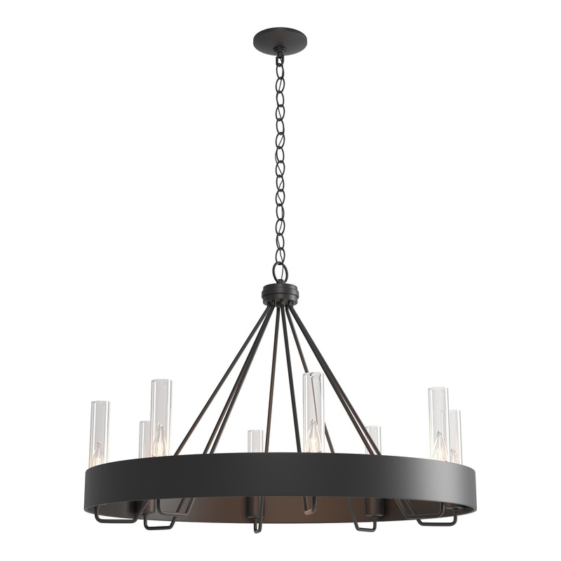 Banded Ring Chandelier Black Clear Glass