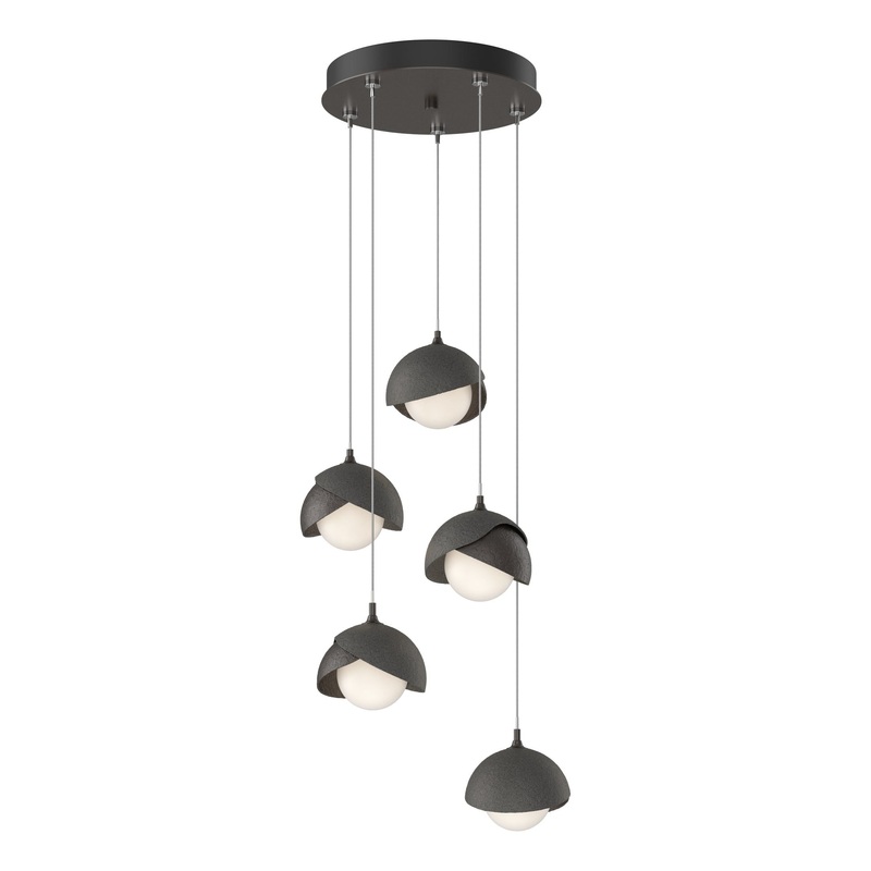 Brooklyn 5-Light Double Shade Pendant Oil Rubbed Bronze Natural Iron