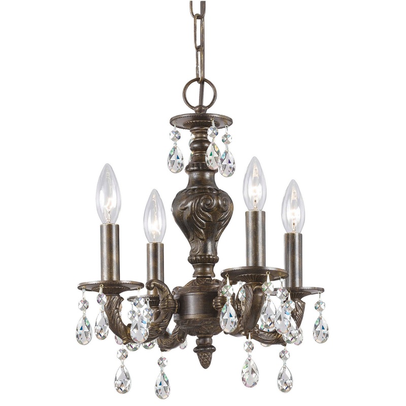 Crystorama 5024-VB-CL-MWP Paris Market Four Light Mini Chandelier Venetian Bronze