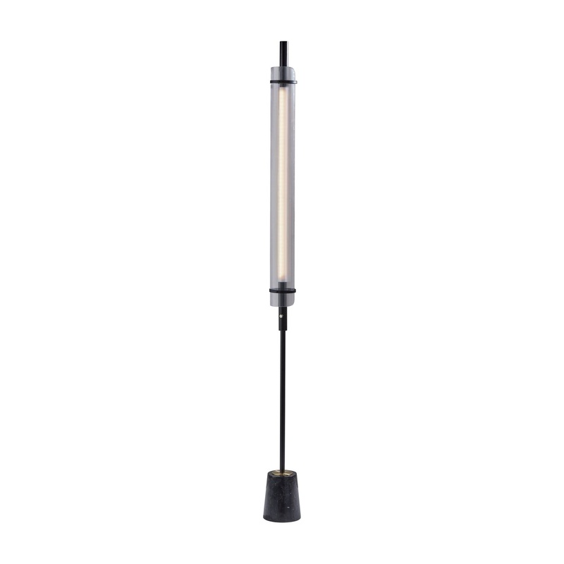Flair LED Floor Lamp Black with Antique Brass Accents
