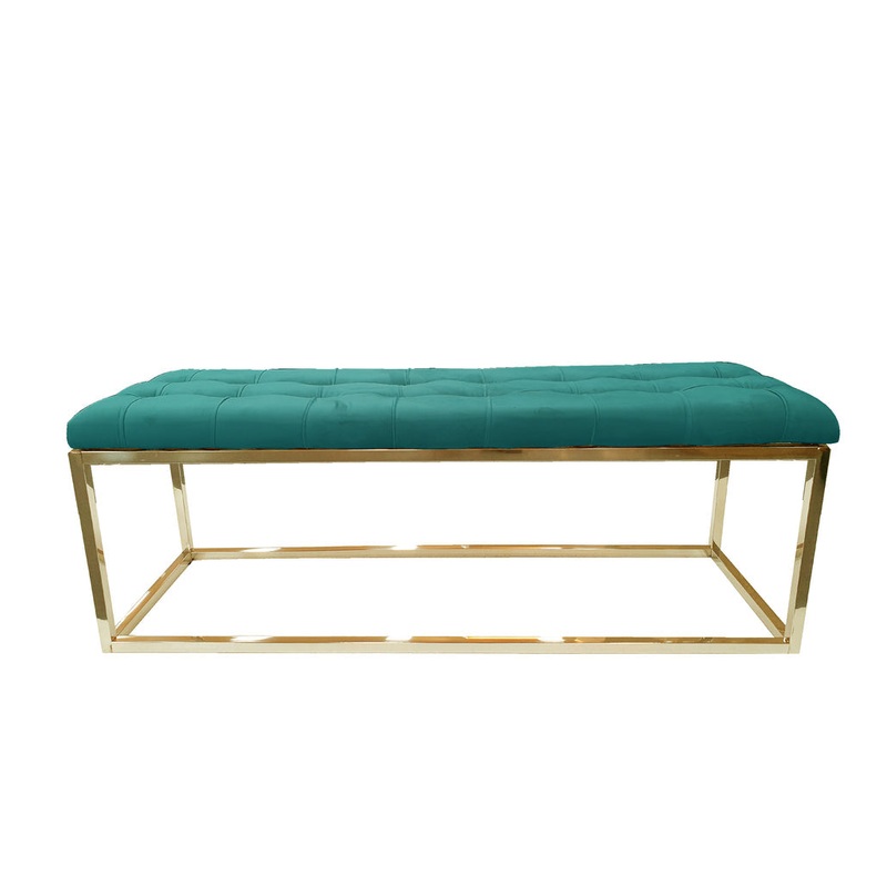 Holly Ottoman Gold Base – Green Seat