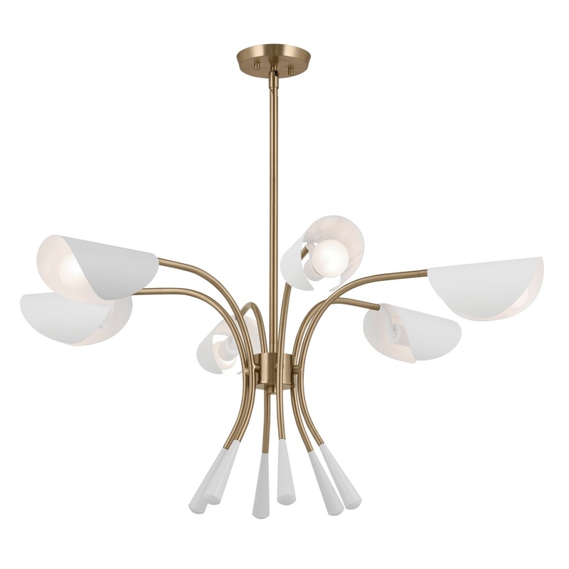 Kichler 52559CPZWH Six Light Chandelier, Champagne Bronze