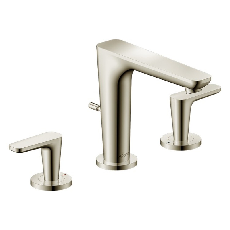 Lavatory Faucet Citterio C Widespread 8 Inch Spread 2 Lever ADA WaterSense Polished Nickel 1.2 Gallons per Minute Deck Mount Pop-Up 3 Hole EcoRight AirPower Comfort Zone