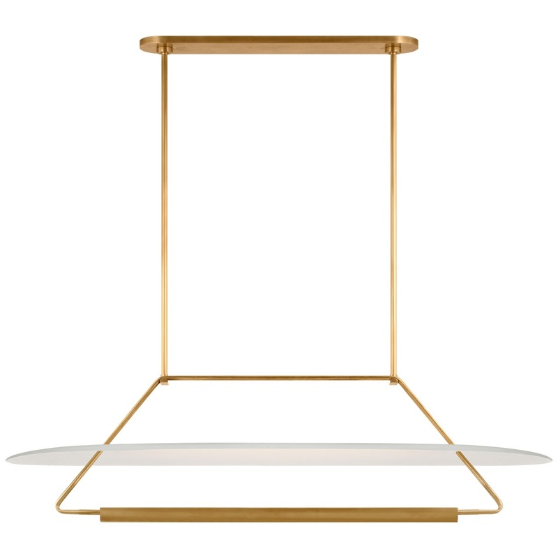 LED Linear Pendant from the Teline Collection in Antique-Burnished Brass And Matte White Finish by Visual Comfort Signature
