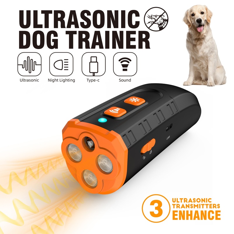 Portable 3-Core Ultrasonic Dog Repeller – High-Power Bark Control with Flash