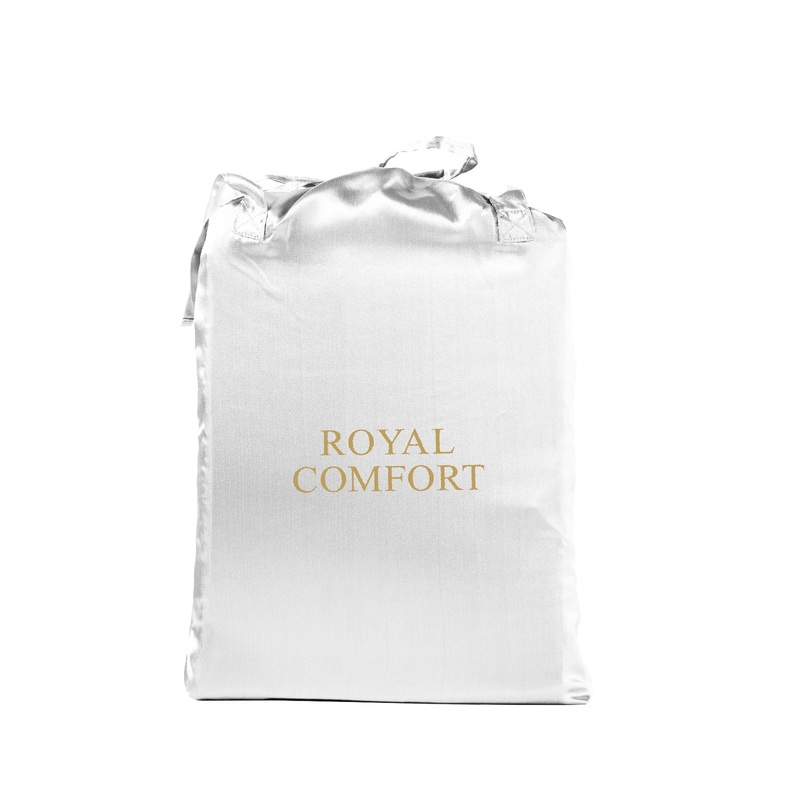 Royal Comfort Satin Sheet Set 4 Piece Fitted Flat Sheet Pillowcases  – King – White
