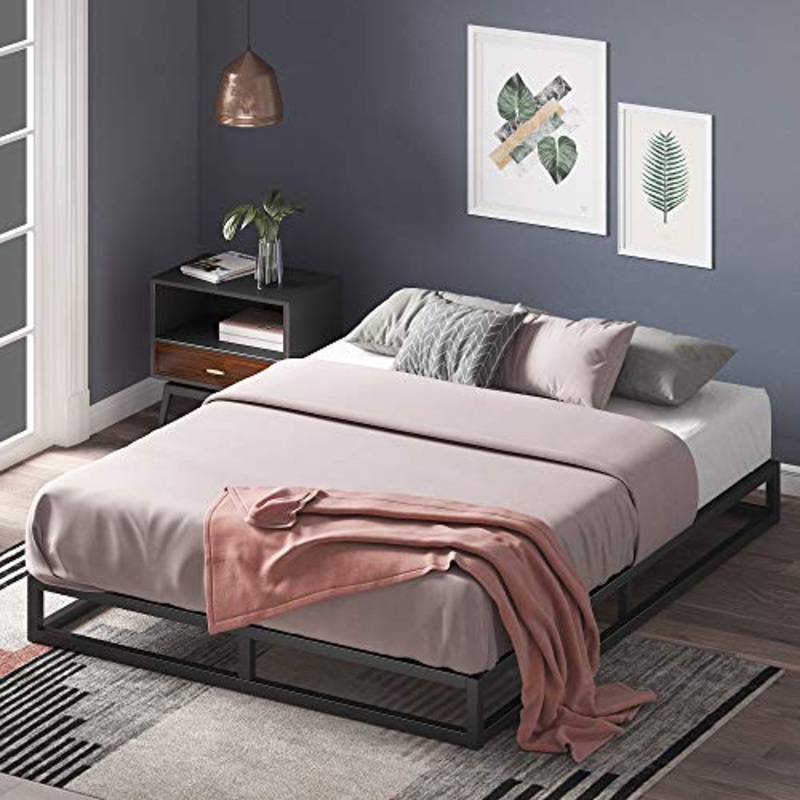 ZINUS Joseph 15 cm Telaio del letto con piattaforma in metallo | Base per materasso | Supporto per doghe in legno | Contenitore sotto al letto | 140 x 190 cm | Nero