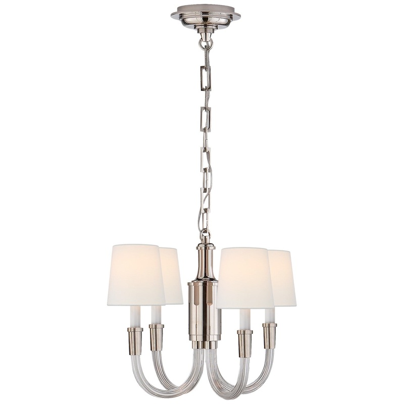 Four Light Chandelier from the Vivian Collection in Crystal With Polished Nickel Finish by Visual Comfort Signature