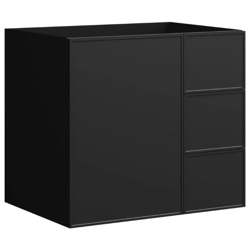 Freestanding Vanity Natick 30 Inch Center Bowl Drawer on Left Black Satin 1 Doors Thin Line Shaker