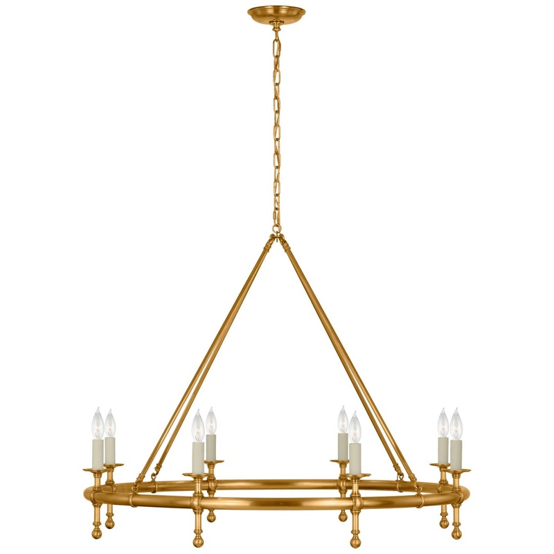 LED Chandelier from the Classic Collection in Antique-Burnished Brass Finish by Visual Comfort Signature